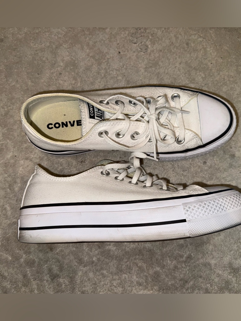 Converse White Low Top Platform Sneakers